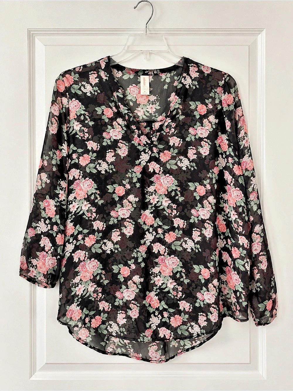 No Boundaries Floral Blouse in Black & Pink